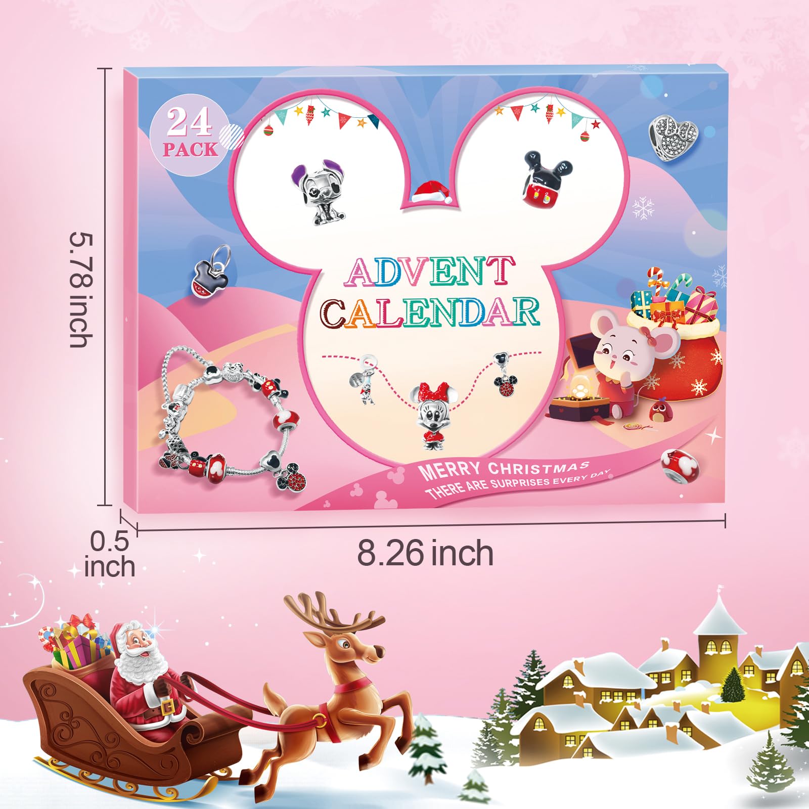 SWIND 2025 Christmas Advent Calendar 24 Day Xmas with 2 Bracelet & 22 Unique Jewelry Charms DIY Bracelet Set Christmas Countdown